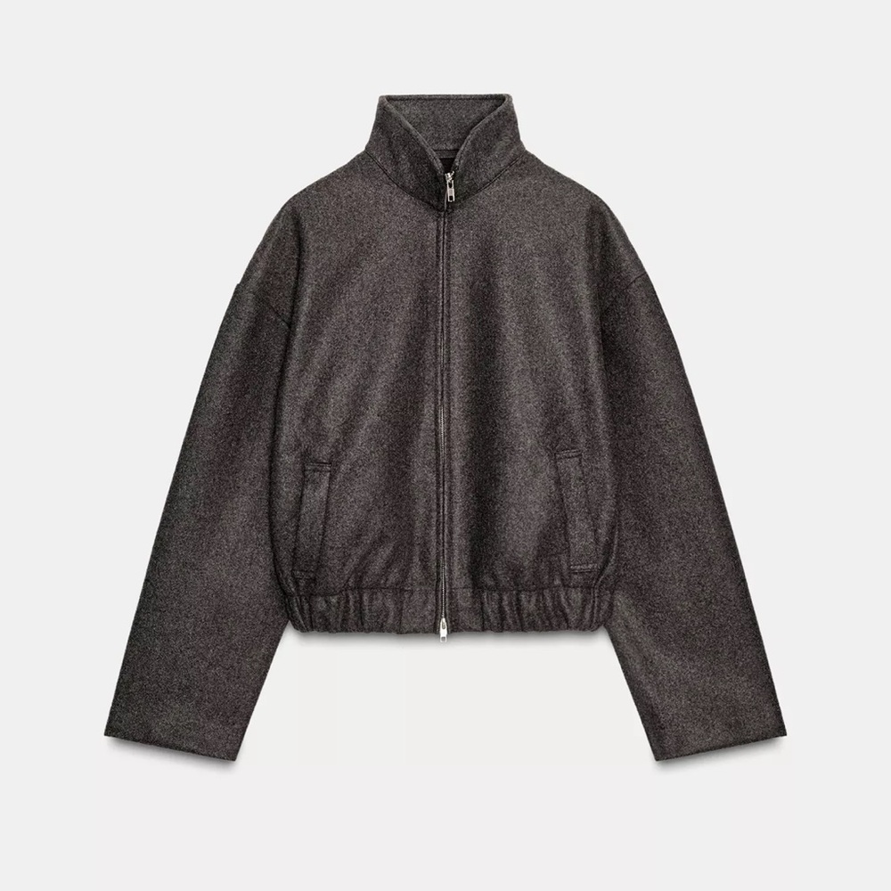 Zara Gray Bomber Jacket